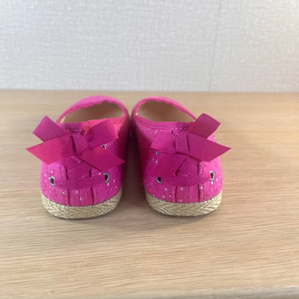 UGG Indah Ballet Flats Pink Eyelet Espadrille Bow Slip On Shoes Women's 6